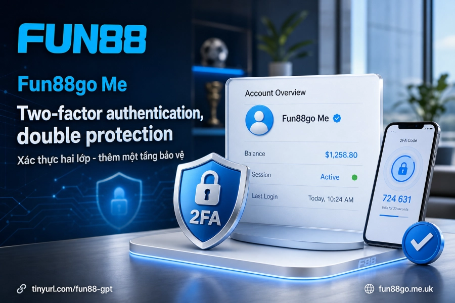 xác thực hai lớp 2FA Fun88 Google Authenticator SMS bảo mật tài khoản